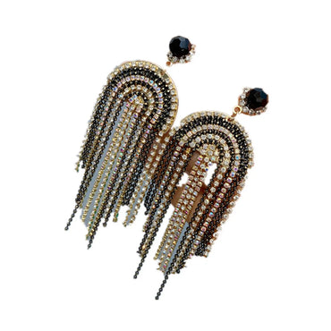 Claw Chain Multi-layer Full Rhinestone Tassel Earrings New Trendy Long Style Baroque Earrings Fairy Style