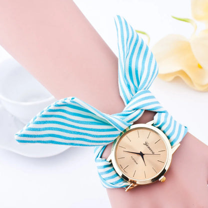 Cloth Belt Watch Gauze Striped Cloth Belt Fashion Watch