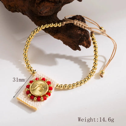 Cloth Copper 18K Gold Plated Casual Simple Style Braid Round Letter Bracelets