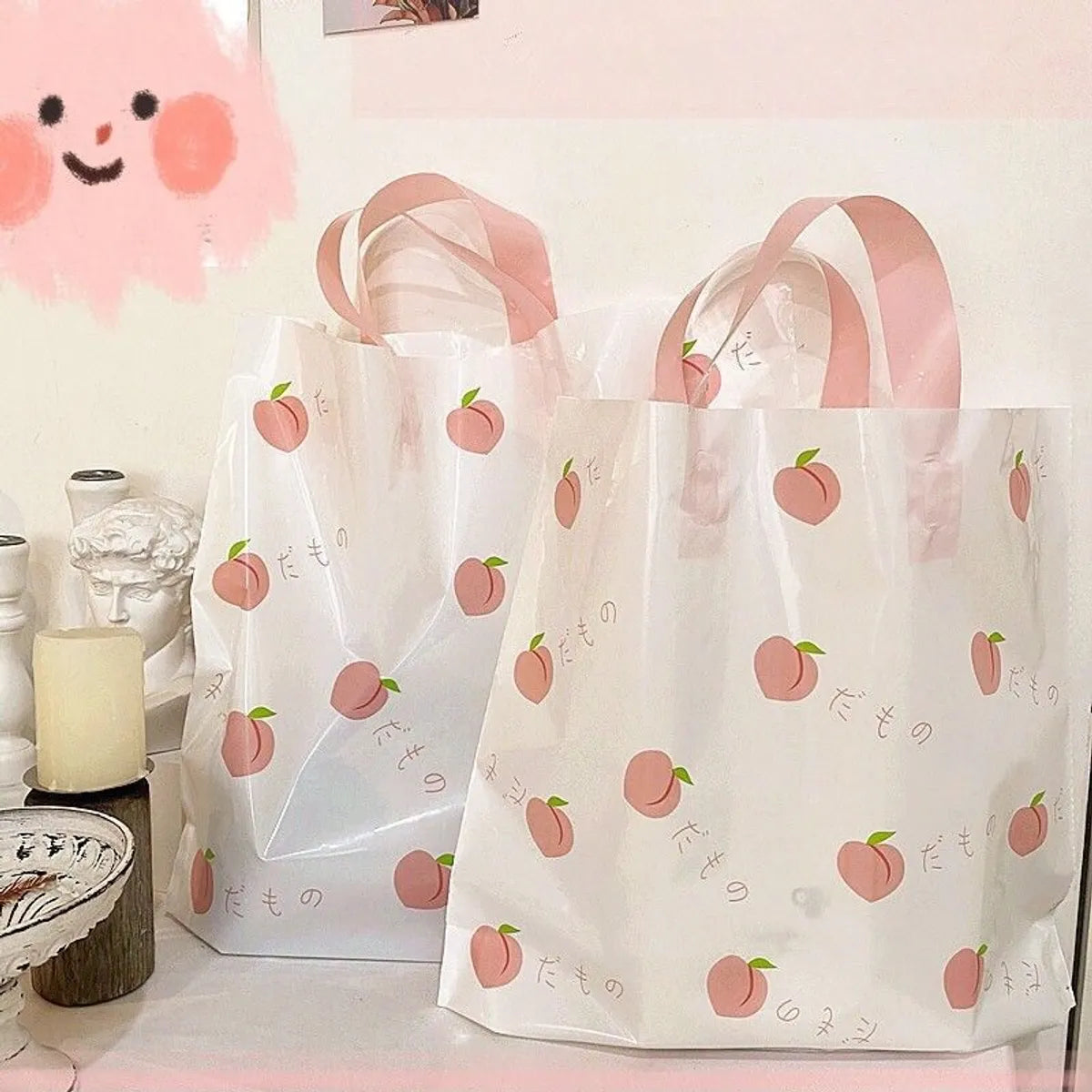 Clothing Store Bag Portable Plastic Bag Summer Peach Fresh Temptation Plastic Shopping Bag Cosmetic Bag Free Shipping