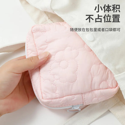 Cloud Simple Sanitary Napkin Storage Bag Cute Portable Storage Bag Simple  Raw Cotton Storage Bag Large Capacity