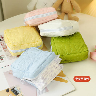 Cloud Simple Sanitary Napkin Storage Bag Cute Portable Storage Bag Simple  Raw Cotton Storage Bag Large Capacity