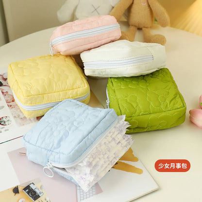 Cloud Simple Sanitary Napkin Storage Bag Cute Portable Storage Bag Simple  Raw Cotton Storage Bag Large Capacity