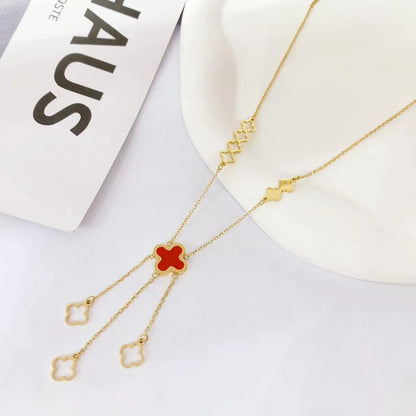 Clover Necklace Female Niche Design Light Luxury New Lucky Grass Tassel Necklace Clavicle Chain