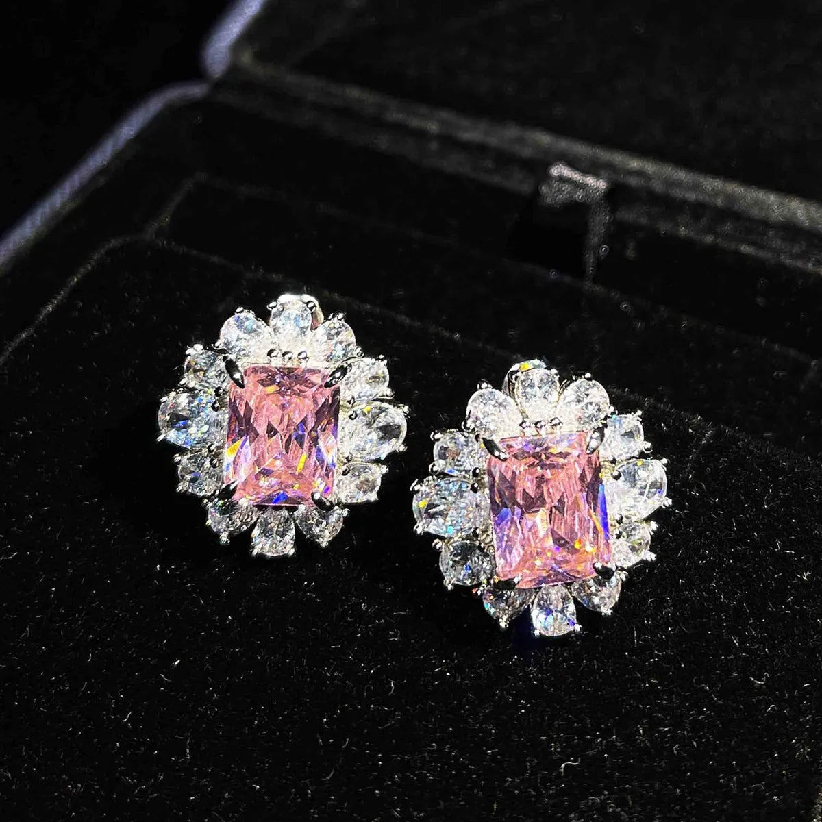 Color Treasure Set  Yellow Diamond Topaz Blue Argyle Pink Square Diamond Ring Earrings Pendant