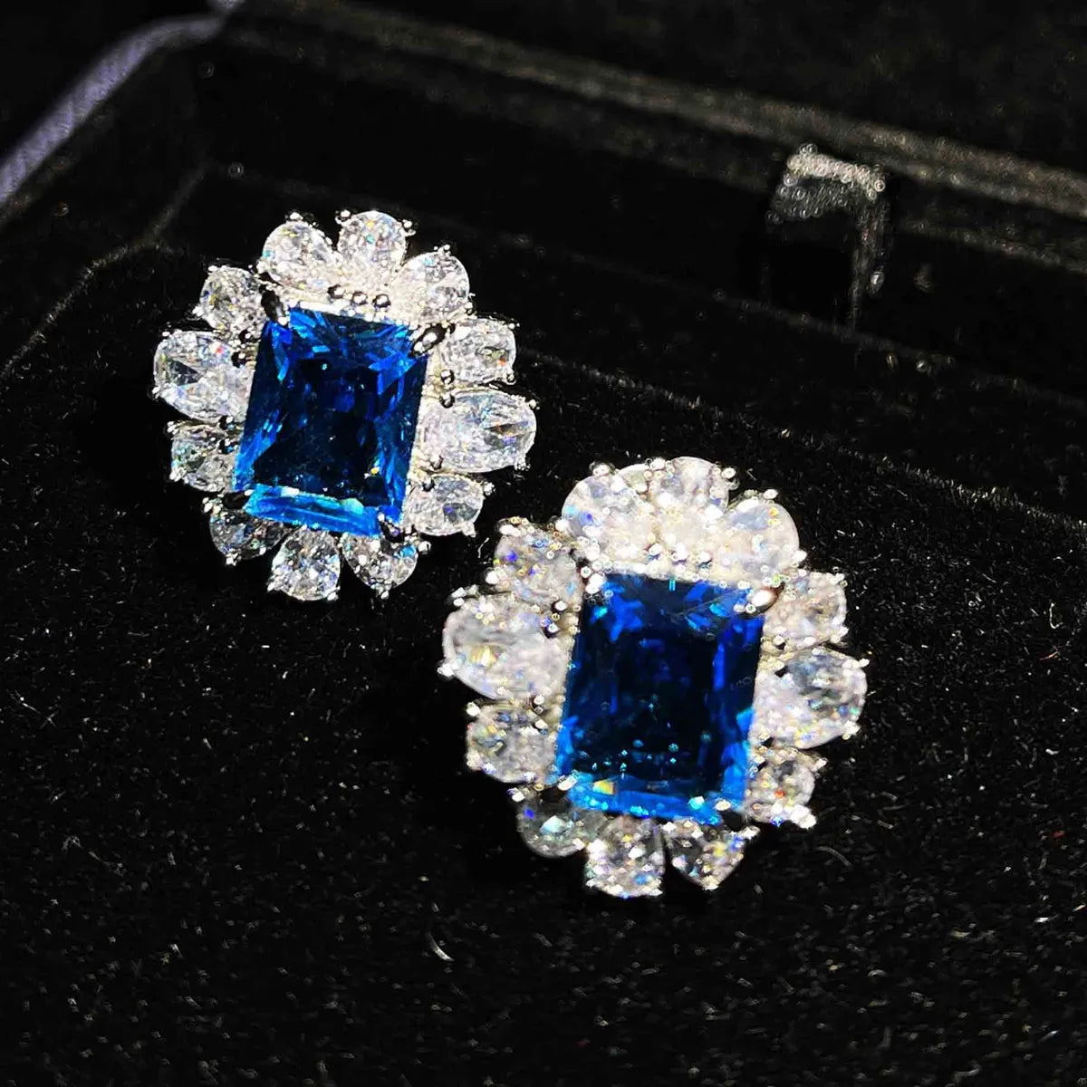 Color Treasure Set  Yellow Diamond Topaz Blue Argyle Pink Square Diamond Ring Earrings Pendant