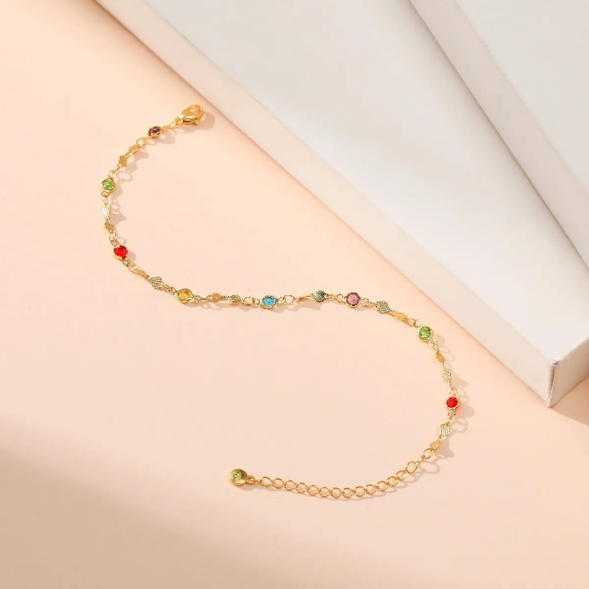 Color Zircon Adjustable Gold-Plated Anklet Wholesale Nihaojewelry