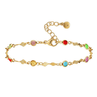 Color Zircon Adjustable Gold-Plated Anklet Wholesale Nihaojewelry