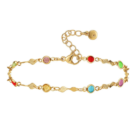 Color Zircon Adjustable Gold-Plated Anklet Wholesale Nihaojewelry