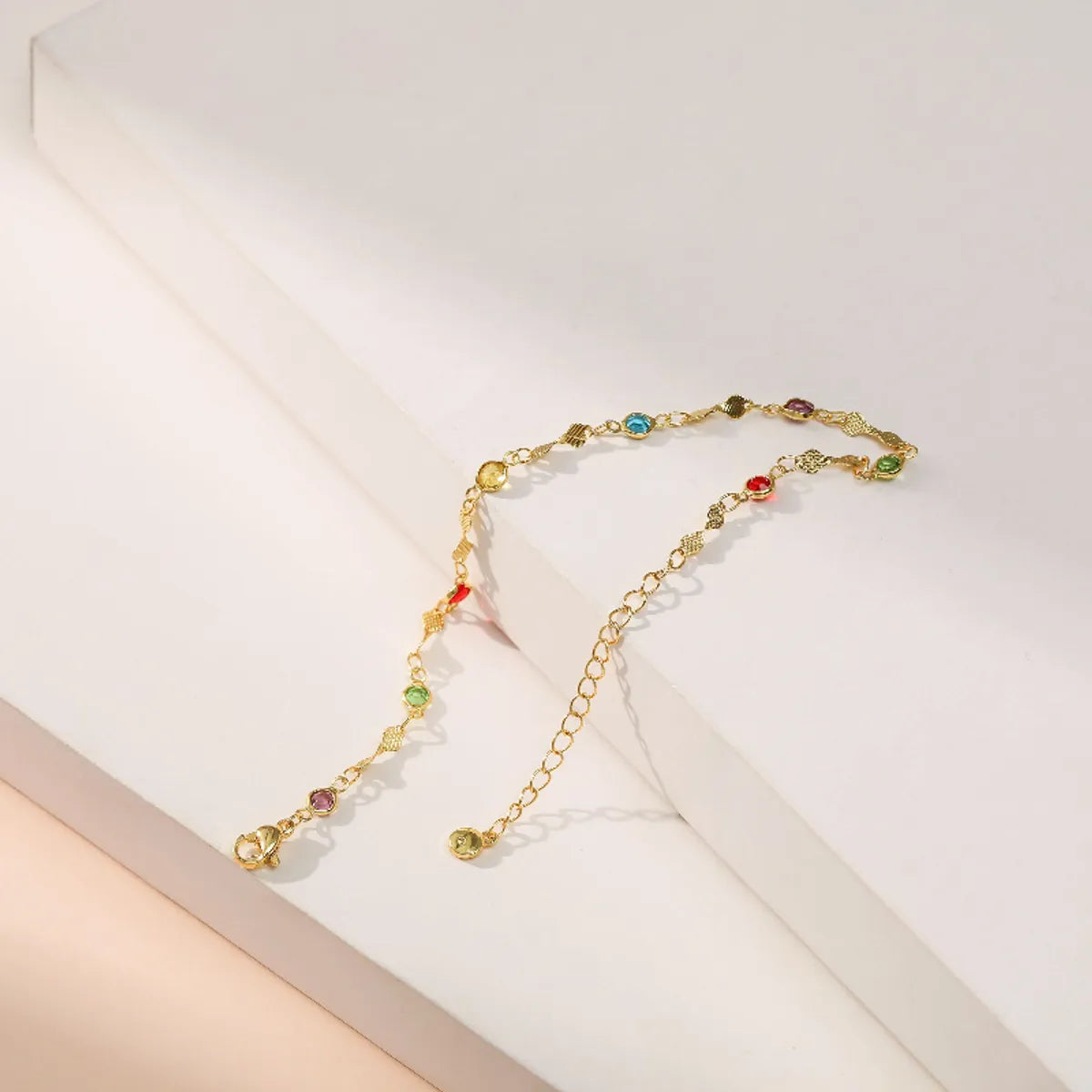 Color Zircon Adjustable Gold-Plated Anklet Wholesale Nihaojewelry