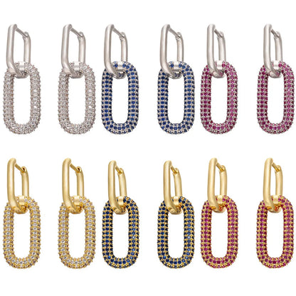 Colored Diamonds Double Rectangular Earrings Wholesale Jewelry Gooddiy