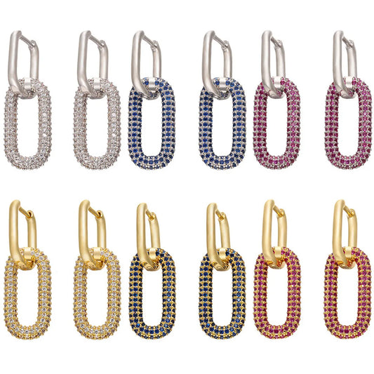 Colored Diamonds Double Rectangular Earrings Wholesale Jewelry Gooddiy