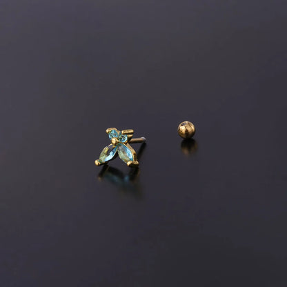 Pastoral Insect Plating Metal Artificial Gemstones Earrings Ear Studs