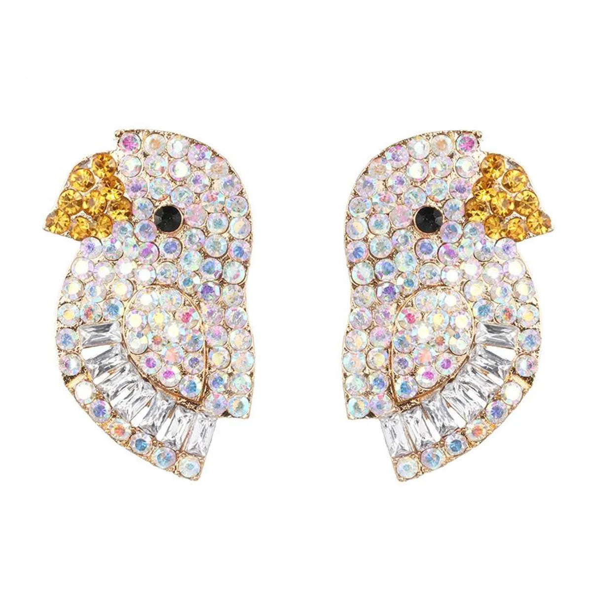 Colorful Rhinestone-studded Bird Earrings Nhjj142145