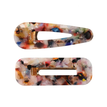 Colorful Geometric-Shaped Hollow Out Two-Piece Hair Clip Set