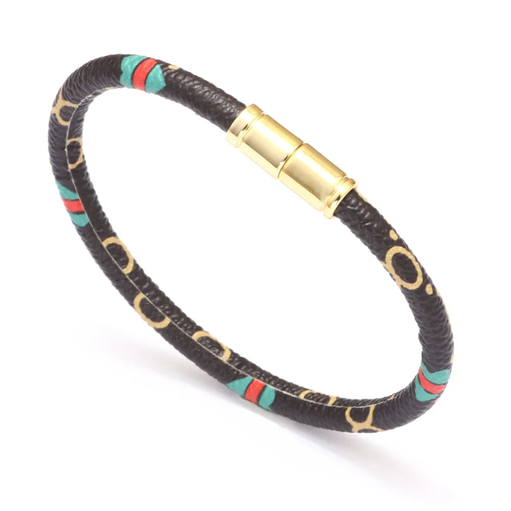 Colorful Pu Leather Couple Alloy Magnetic Buckle Bracelet