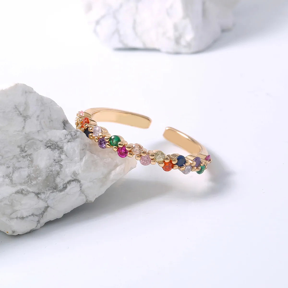 Colorful Stars Constellation Adjustable Opening Rainbow Zircon Ring Accessories