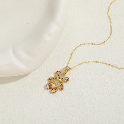 Commute Bear Copper 14k Gold Plated Zircon Necklace In Bulk