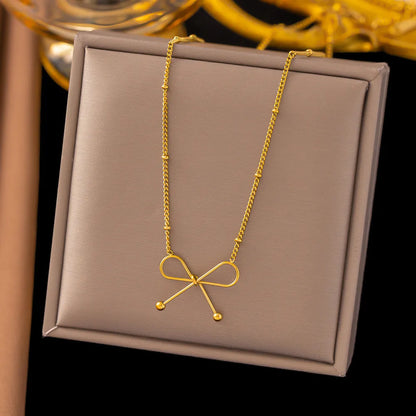 Commute Bow Knot Titanium Steel Plating Gold Plated Pendant Necklace