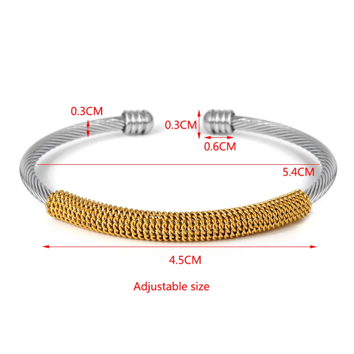 Commute Color Block Stainless Steel Gold Plated Bangle In Bulk