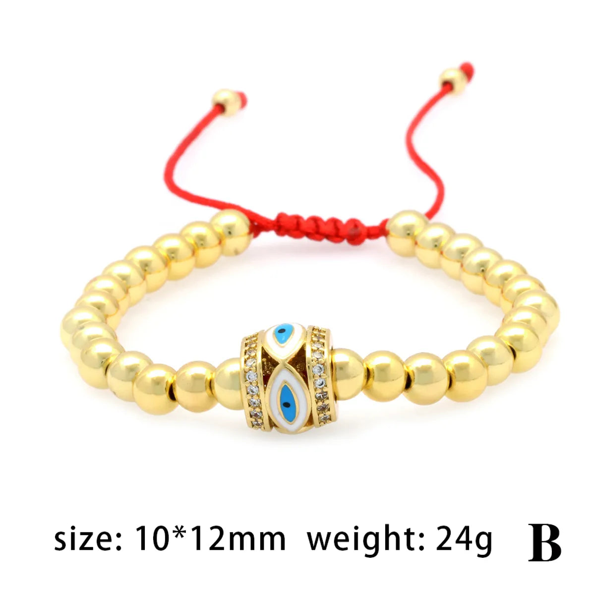 Commute Eye Resin Copper Beaded Enamel Inlay Zircon 18k Gold Plated Twisted Cable Bracele