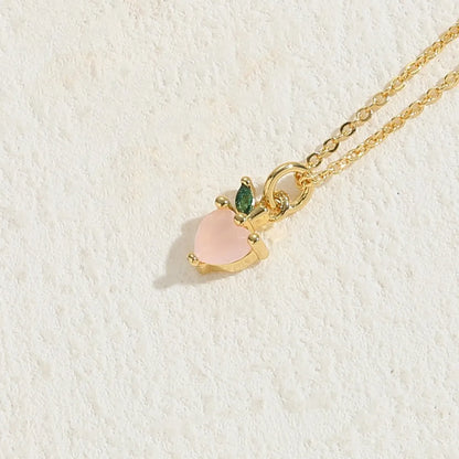 Commute Fruit Copper 14k Gold Plated Zircon Pendant Necklace In Bulk