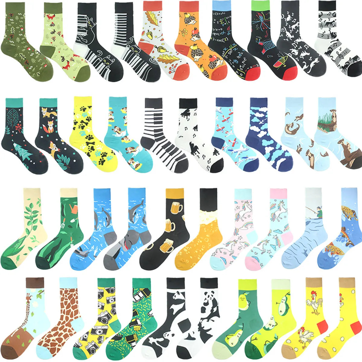 Commute Geometric Animal Abstract Cotton Crew Socks A Pair