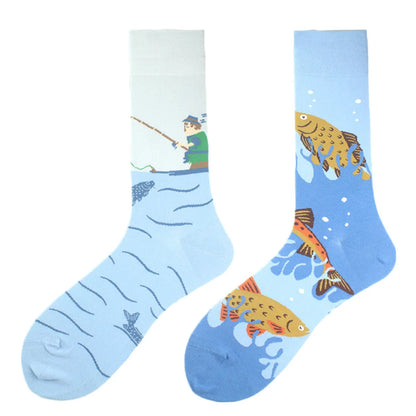 Commute Geometric Animal Abstract Cotton Crew Socks A Pair