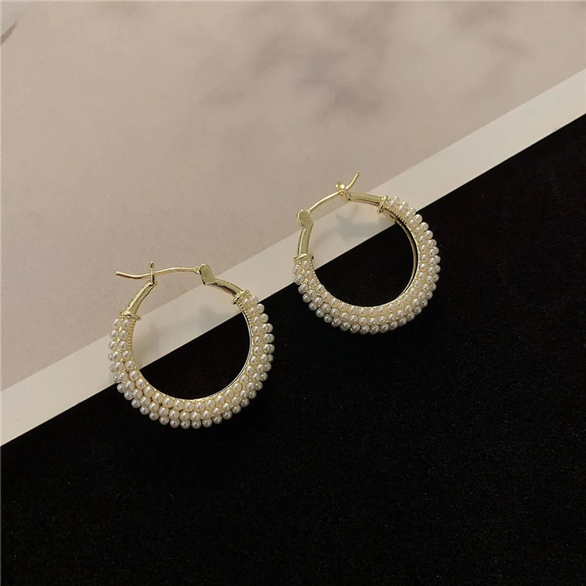 Commute Geometric Imitation Pearl Copper Inlay Artificial Pearls Women'S Earrings