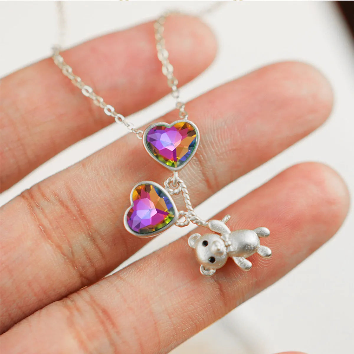 Commute Heart Shape Artificial Gemstones Alloy Wholesale Pendant Necklace