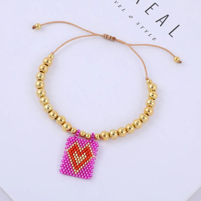 Commute Heart Shape Glass Seed Bead Beaded Women's Bracelets