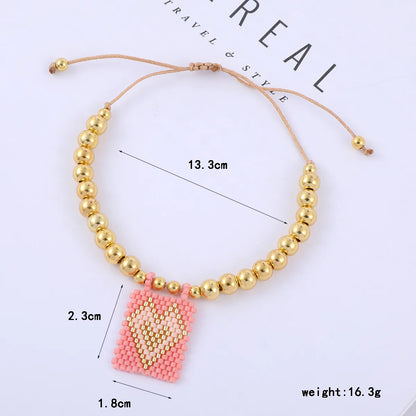 Commute Heart Shape Glass Seed Bead Beaded Women's Bracelets