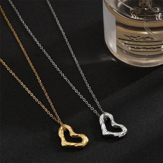 Commute Heart Shape Stainless Steel Plating 18k Gold Plated Pendant Necklace