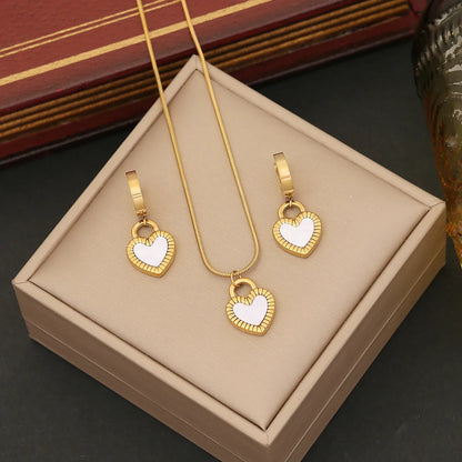 Commute Heart Shape Stainless Steel Plating Gold Plated Jewelry Set