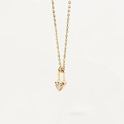 Commute Heart Shape Sterling Silver Plating Inlay Zircon Gold Plated Pendant Necklace