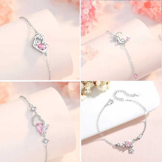 Commute Heart Shape Sterling Silver Plating White Gold Plated Bracelets