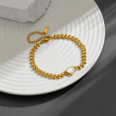 Commute Heart Shape Titanium Steel 18K Gold Plated Titanium Steel Bracelets In Bulk