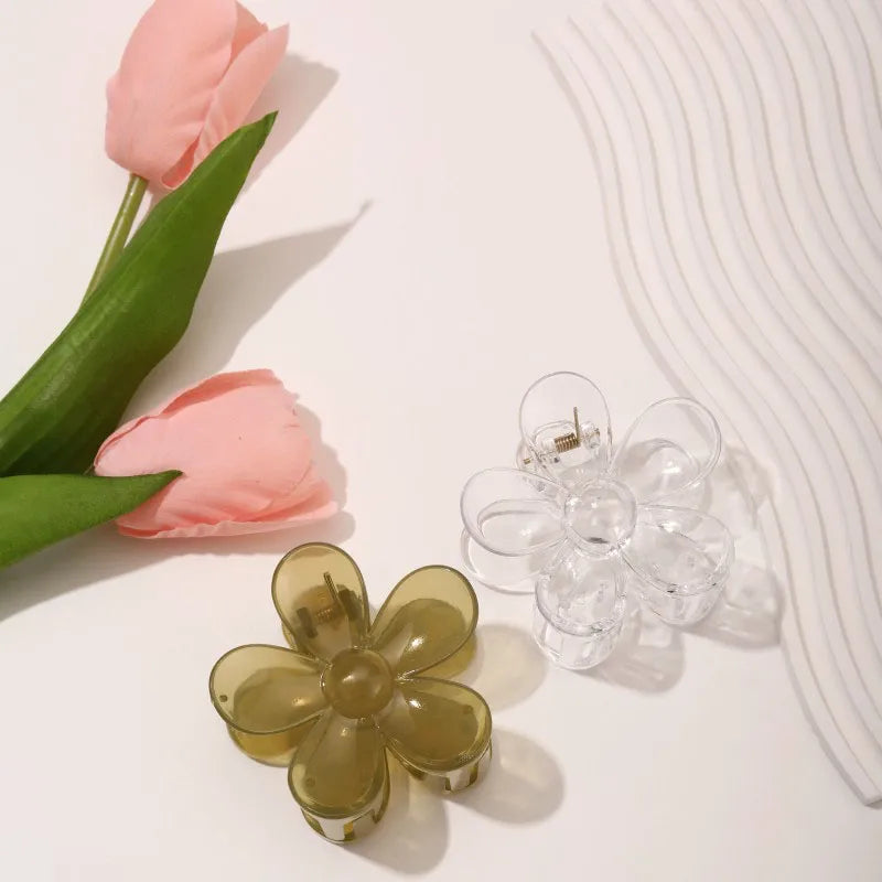 Commute Korean Style Flower Plastic Resin Spray Paint Hair Clip