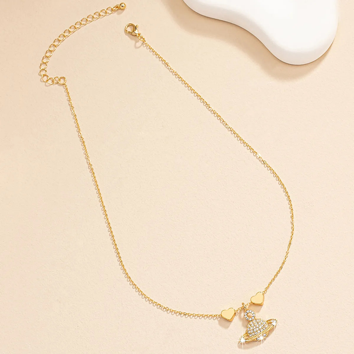 Commute Korean Style Heart Shape Rhinestones Alloy Wholesale Pendant Necklace