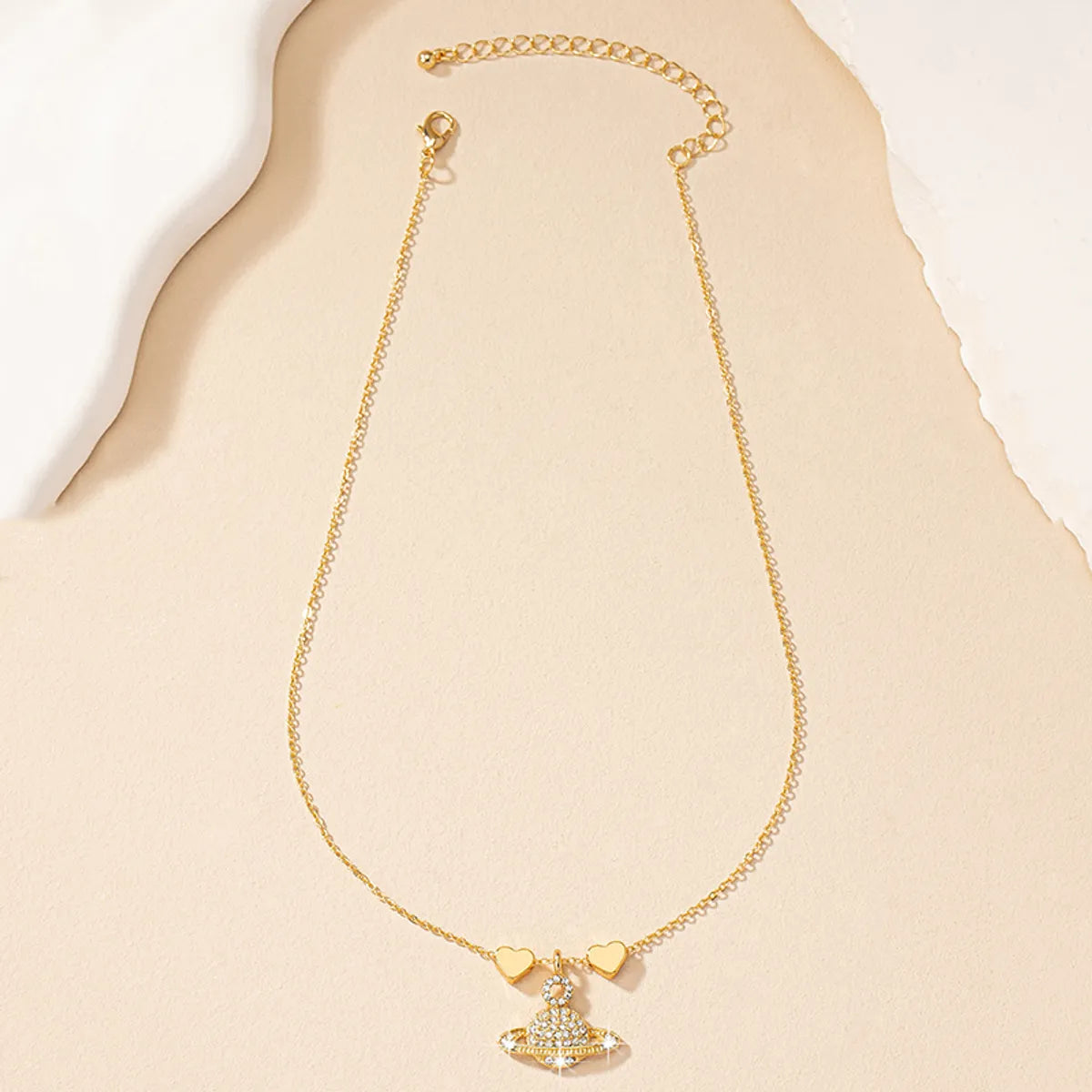 Commute Korean Style Heart Shape Rhinestones Alloy Wholesale Pendant Necklace