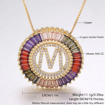 Commute Letter Copper Plating Inlay Zircon Gold Plated Pendant Necklace