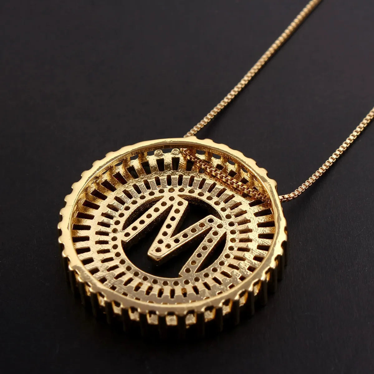 Commute Letter Copper Plating Inlay Zircon Gold Plated Pendant Necklace