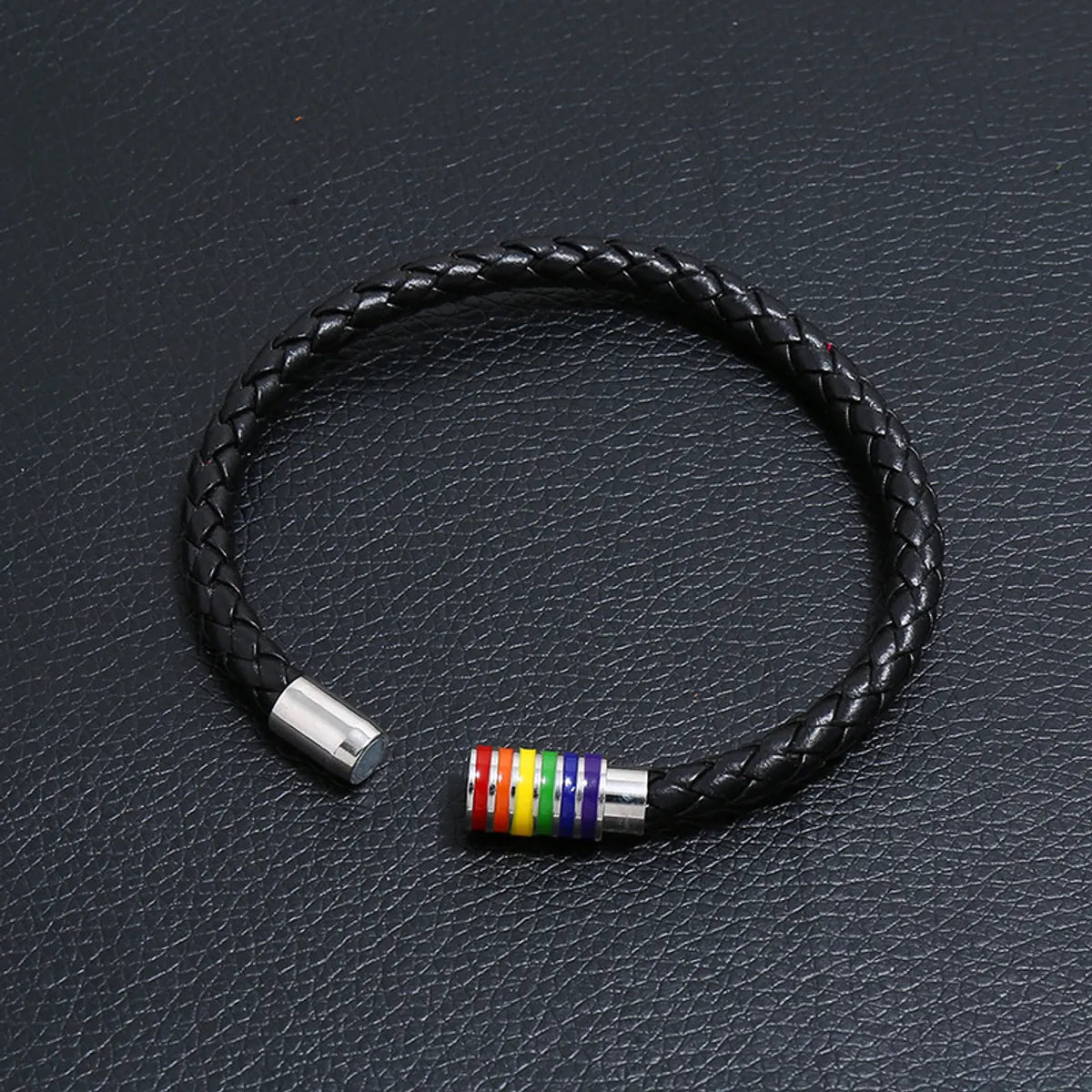 Commute Rainbow Pu Leather Braid Lgbt Pride Month Unisex Bracelets