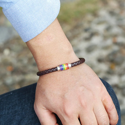 Commute Rainbow Pu Leather Braid Lgbt Pride Month Unisex Bracelets