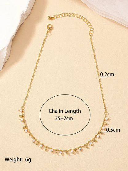 Commute Round Alloy Inlay Pearl Women's Necklace