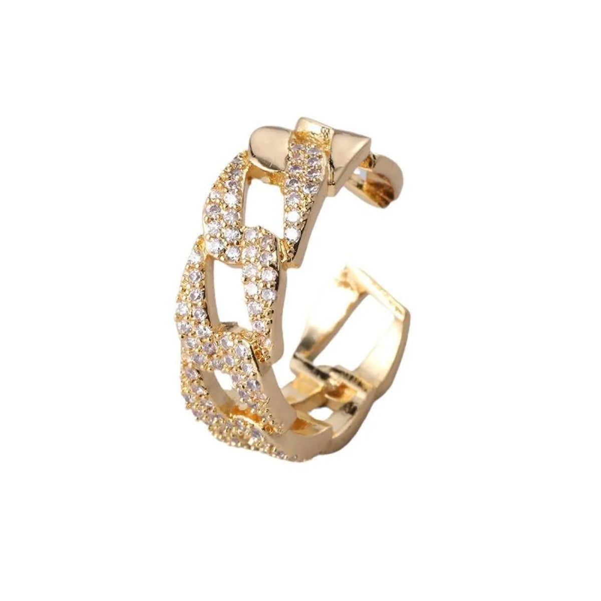 Commute Round Copper Plating Inlay Zircon 18k Gold Plated Open Rings