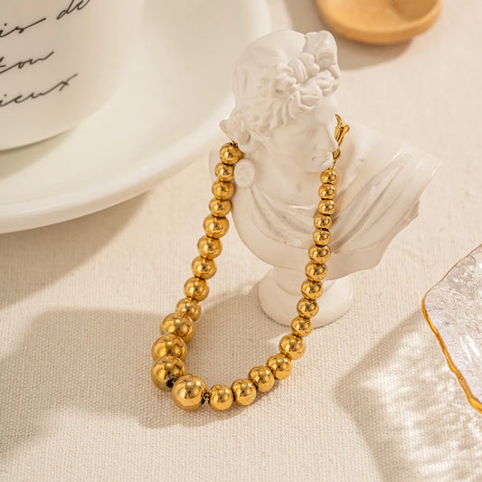 Commute Round Stainless Steel Beaded Plating 18k Gold Plated Bracelets