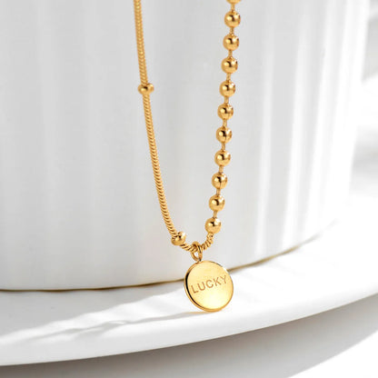 Commute Round Titanium Steel Plating 18k Gold Plated Pendant Necklace