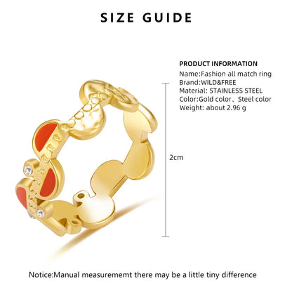 Commute Semicircle Stainless Steel Plating Inlay Rhinestones 14k Gold Plated Open Rings