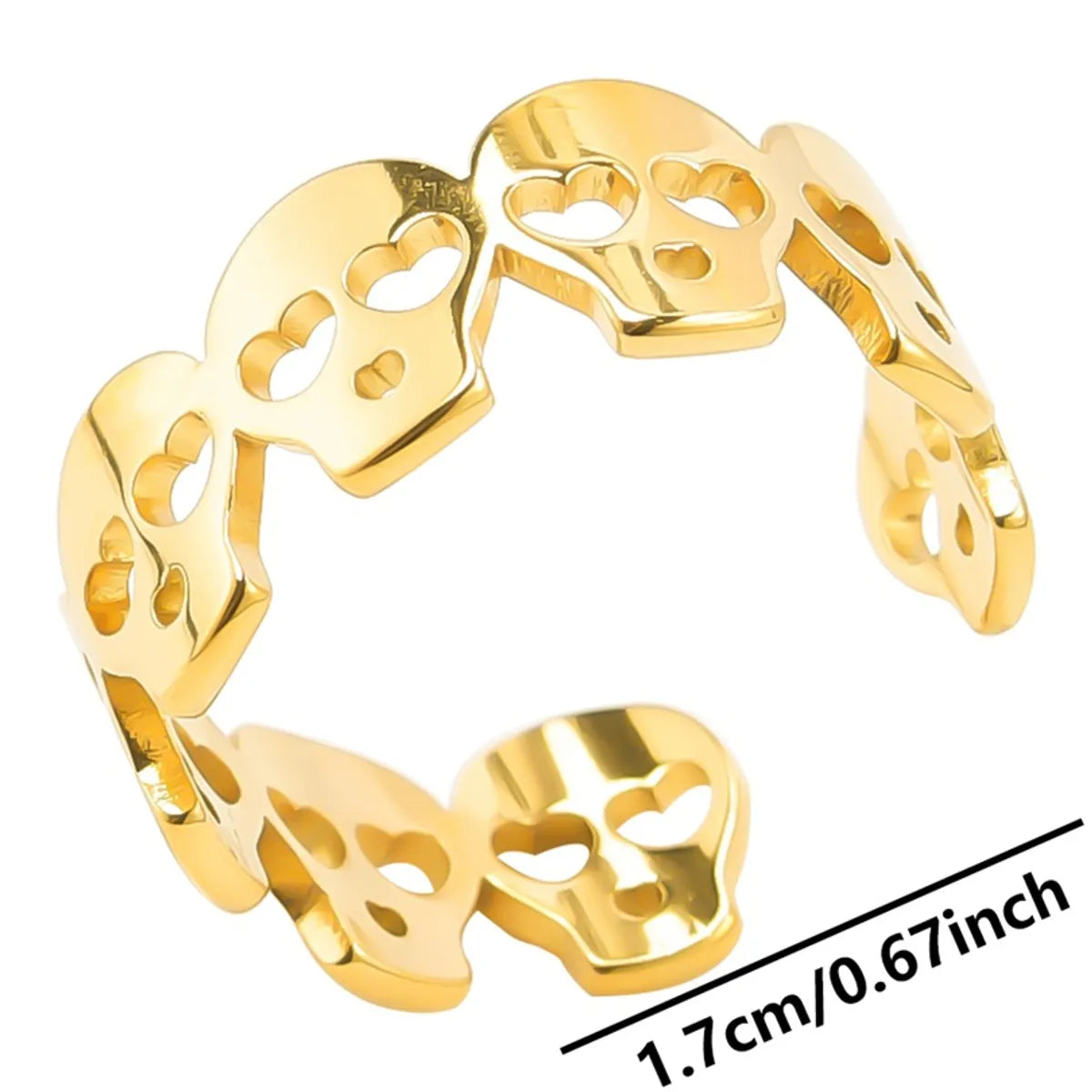 Wholesale Jewelry Commute Skull 304 Stainless Steel 18K Gold Plated Polishing Rings